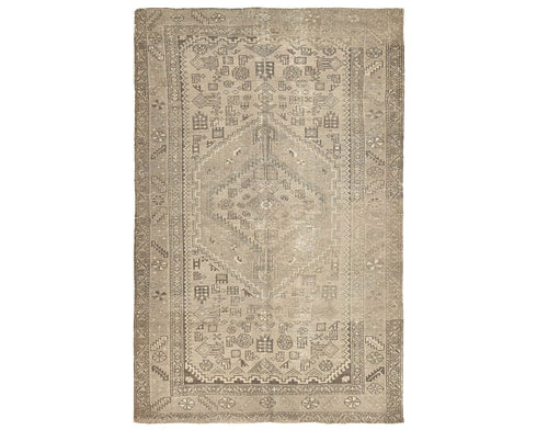 4x6 Vintage Brown Persian Style Hand Knotted Low Pile Wool Area Rug